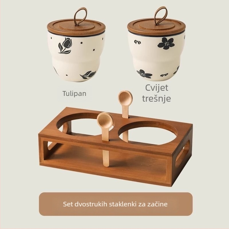 Set keramičkih posuda za začine sa zatvorenim poklopcima – retro kuhinjska pohrana za začine i čili papričice, otporan na visoke temperature