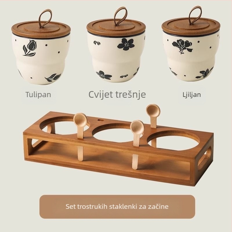 Set keramičkih posuda za začine sa zatvorenim poklopcima – retro kuhinjska pohrana za začine i čili papričice, otporan na visoke temperature
