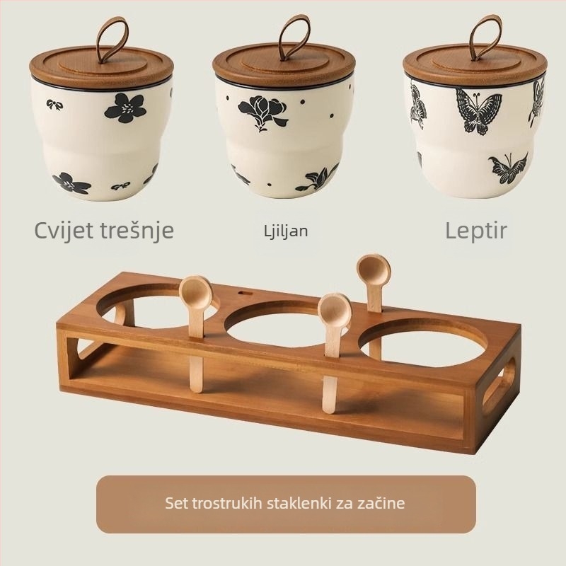 Set keramičkih posuda za začine sa zatvorenim poklopcima – retro kuhinjska pohrana za začine i čili papričice, otporan na visoke temperature