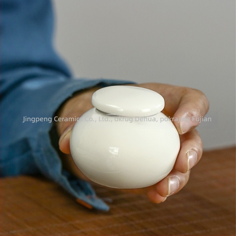 Bijela keramička posuda s hermetičnim poklopcem, mini posuda od Dehua porcelana za čaj i pastu tradicionalne kineske medicine