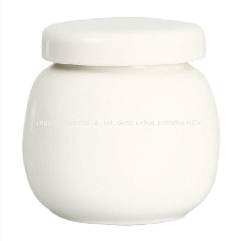 Bijela keramička posuda s hermetičnim poklopcem, mini posuda od Dehua porcelana za čaj i pastu tradicionalne kineske medicine