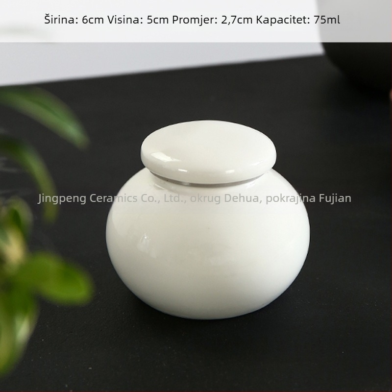 Bijela keramička posuda s hermetičnim poklopcem, mini posuda od Dehua porcelana za čaj i pastu tradicionalne kineske medicine