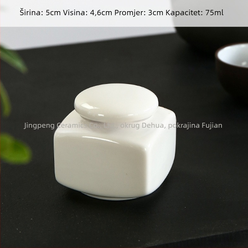 Bijela keramička posuda s hermetičnim poklopcem, mini posuda od Dehua porcelana za čaj i pastu tradicionalne kineske medicine