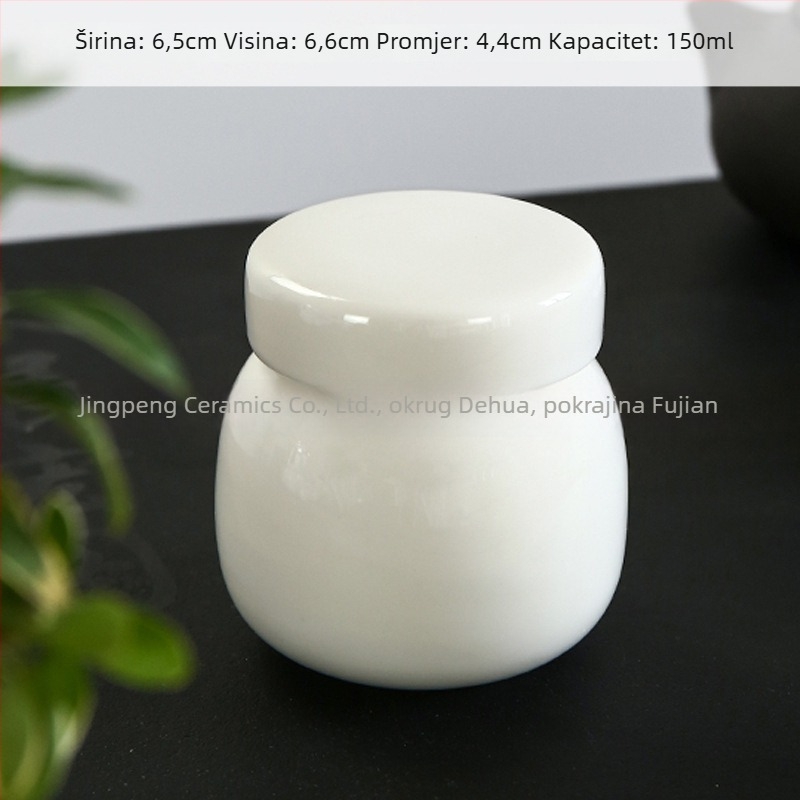 Bijela keramička posuda s hermetičnim poklopcem, mini posuda od Dehua porcelana za čaj i pastu tradicionalne kineske medicine