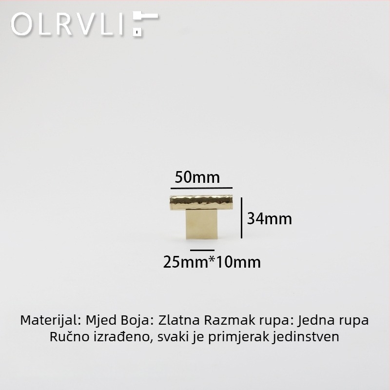Talijanska mesingana zlatna retro ručka za ormariće u američkom stilu s motivom školjke i ručno čekićanom teksturom
