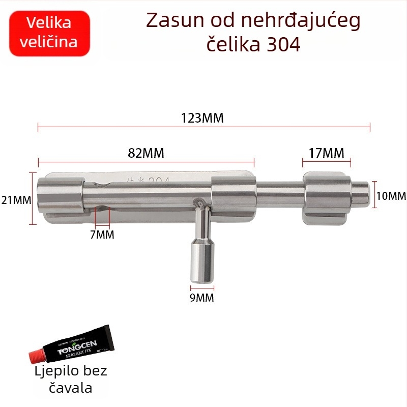 Debeli zasun za vrata od 304 nehrđajućeg čelika, površinski montiran sa zaključavanjem