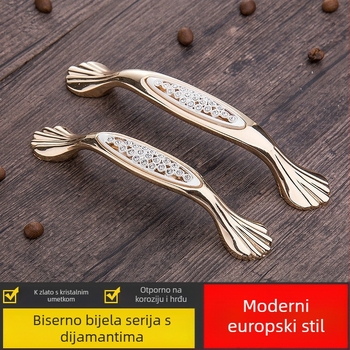 Drška od kristalnog stakla s dijamantnom ukrasom – okrugla, s jednim otvorom, europski stil za garderobe i vinske vitrine
