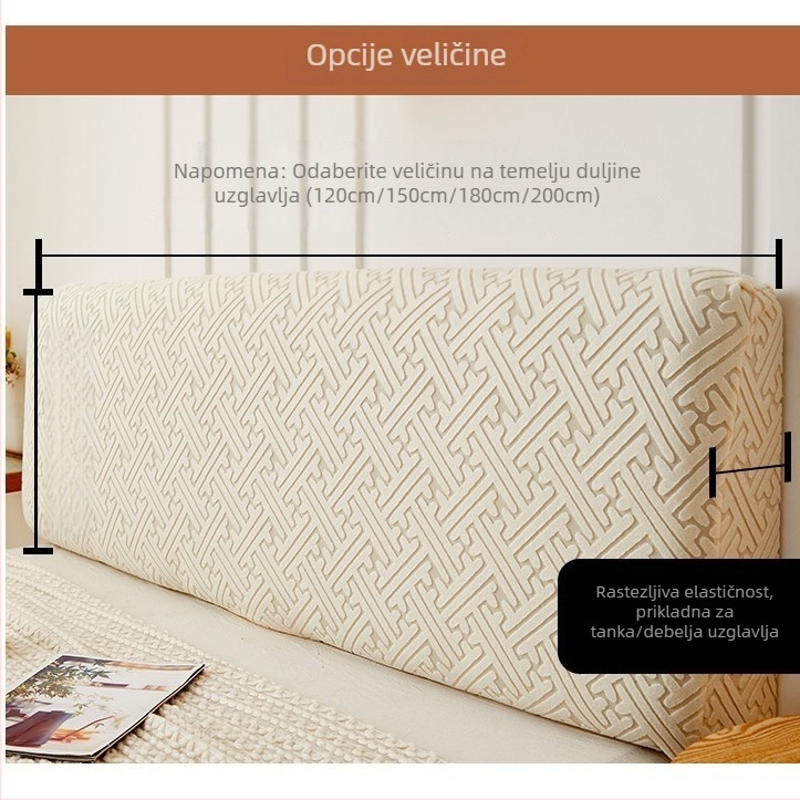 Moderna minimalistička potpuno prekrivajuća navlaka za naslon kreveta s mekanom podstavom, zaštita od prašine, univerzalna za sve sezone, elastična stražnja navlaka