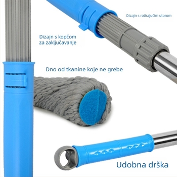 Okretni mop za vodu, bez dodirivanja rukama, za kućnu upotrebu, automatsko iscijeđivanje i zaključavanje glave
