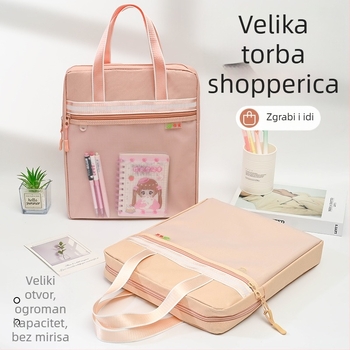 Dvostruka prijenosna torba za dokumente, torba za učenike za dopunsku nastavu, torba za pohranu knjiga i materijala, torba za ispite, uredski pribor