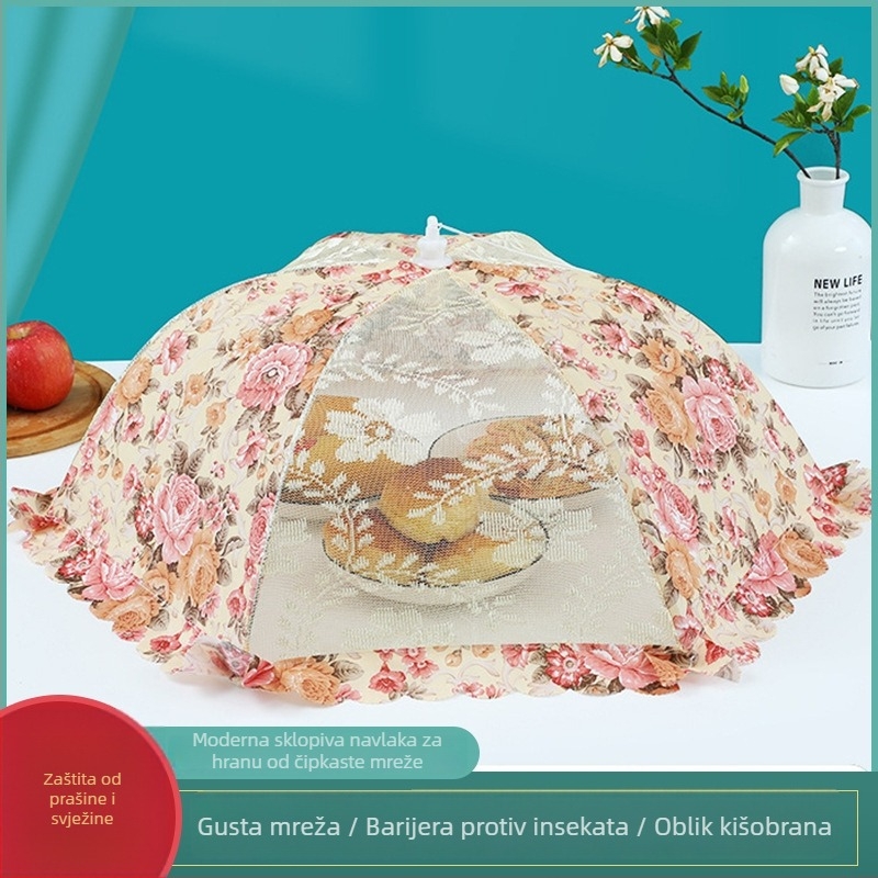 Sklopiva mrežasta zaštita hrane za kuhinju – zaštita od muha i prašine, pokrivač za ostatke hrane
