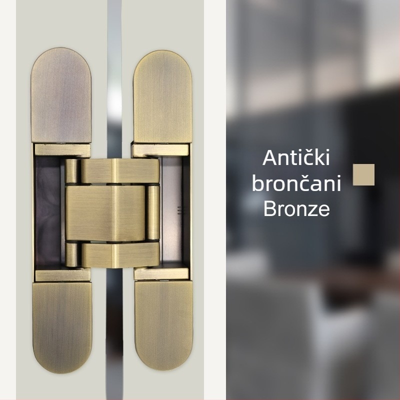 3D podesiva skrita šarka od cinkovog legura, 180°, za preklopna drvena vrata