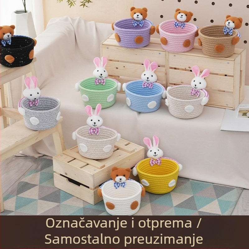 Ručni koš za pohranu sa slatkim dizajnom zeca, desktop organizator za kozmetiku i sitne predmete