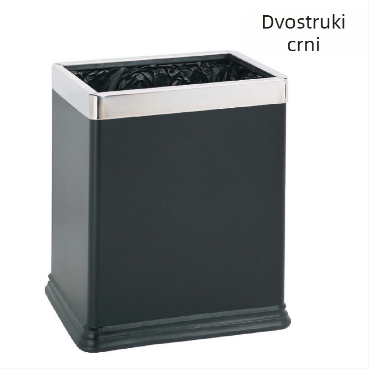 Dvostruki sloj pravokutni željezni kantu za sobu, bez poklopca, vatrootporni kantu za otpad u kupaonici i uredu, 8 L
