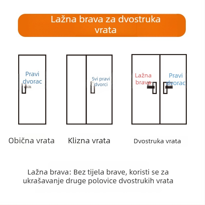 Brava za unutarnja vrata od čistog bakra, novi kineski stil, produžena kvaka za dvokrilna vrata