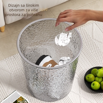 Kanta za smeće za kućnu upotrebu, svijetlo-luksuznog dizajna, 8 L, cilindrična, plastična, bez poklopca, za dnevni boravak, kuhinju, spavaću sobu, kupaonu, ured