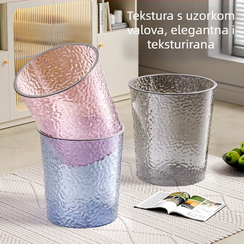 Kanta za smeće za kućnu upotrebu, svijetlo-luksuznog dizajna, 8 L, cilindrična, plastična, bez poklopca, za dnevni boravak, kuhinju, spavaću sobu, kupaonu, ured