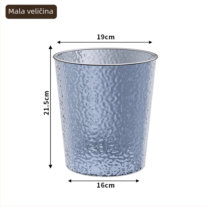 Kanta za smeće za kućnu upotrebu, svijetlo-luksuznog dizajna, 8 L, cilindrična, plastična, bez poklopca, za dnevni boravak, kuhinju, spavaću sobu, kupaonu, ured