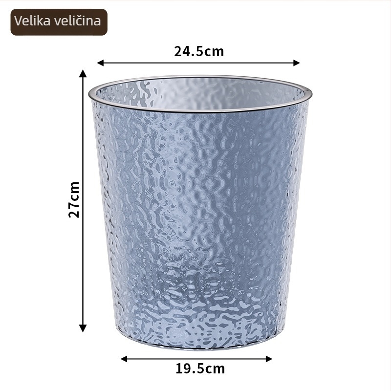 Kanta za smeće za kućnu upotrebu, svijetlo-luksuznog dizajna, 8 L, cilindrična, plastična, bez poklopca, za dnevni boravak, kuhinju, spavaću sobu, kupaonu, ured