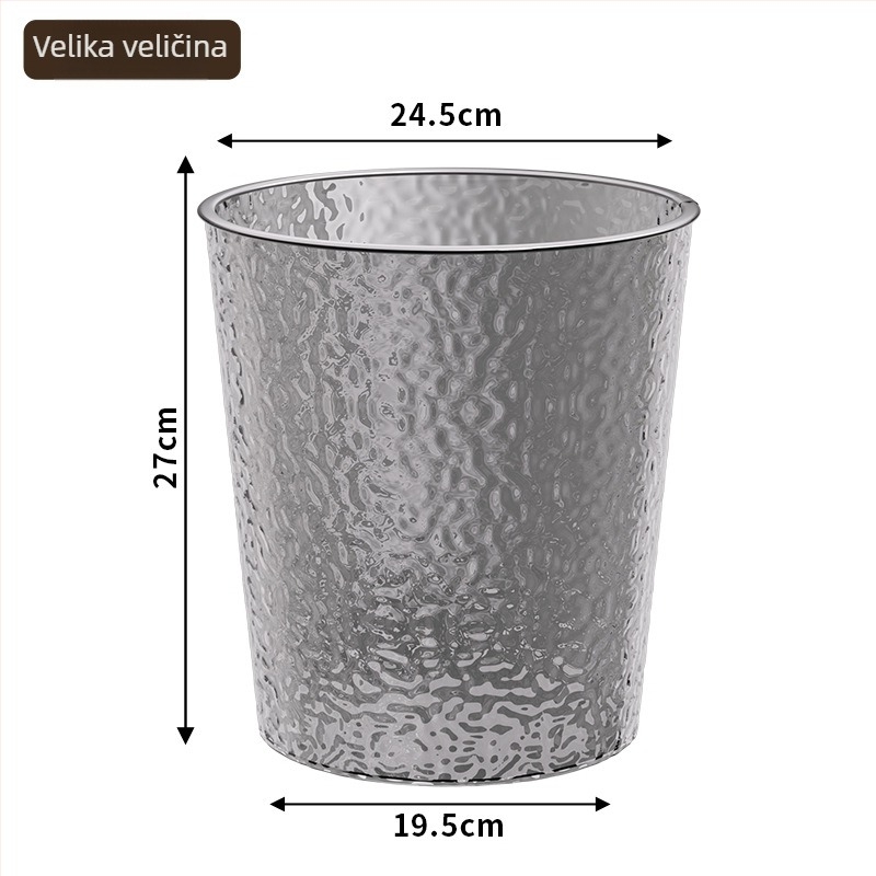 Kanta za smeće za kućnu upotrebu, svijetlo-luksuznog dizajna, 8 L, cilindrična, plastična, bez poklopca, za dnevni boravak, kuhinju, spavaću sobu, kupaonu, ured