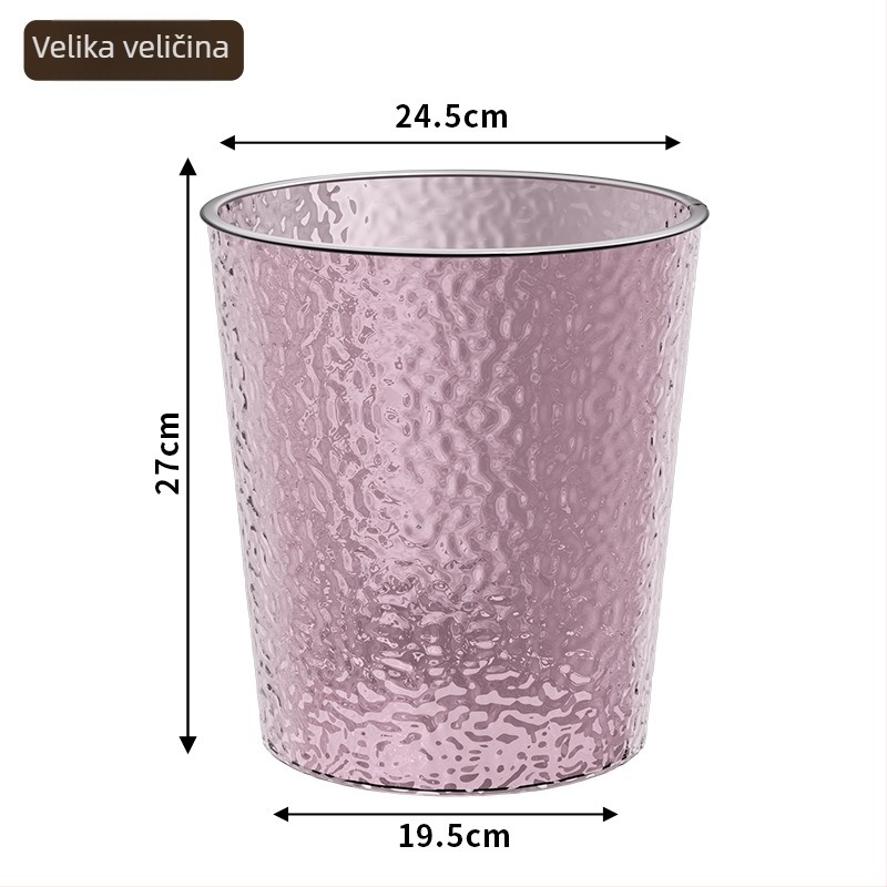 Kanta za smeće za kućnu upotrebu, svijetlo-luksuznog dizajna, 8 L, cilindrična, plastična, bez poklopca, za dnevni boravak, kuhinju, spavaću sobu, kupaonu, ured