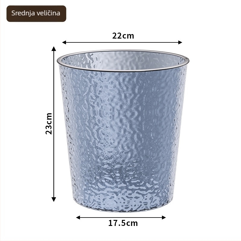Kanta za smeće za kućnu upotrebu, svijetlo-luksuznog dizajna, 8 L, cilindrična, plastična, bez poklopca, za dnevni boravak, kuhinju, spavaću sobu, kupaonu, ured