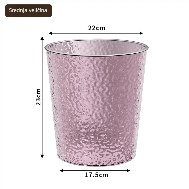 Kanta za smeće za kućnu upotrebu, svijetlo-luksuznog dizajna, 8 L, cilindrična, plastična, bez poklopca, za dnevni boravak, kuhinju, spavaću sobu, kupaonu, ured