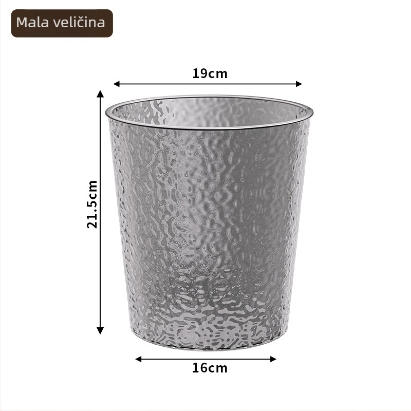 Kanta za smeće za kućnu upotrebu, svijetlo-luksuznog dizajna, 8 L, cilindrična, plastična, bez poklopca, za dnevni boravak, kuhinju, spavaću sobu, kupaonu, ured