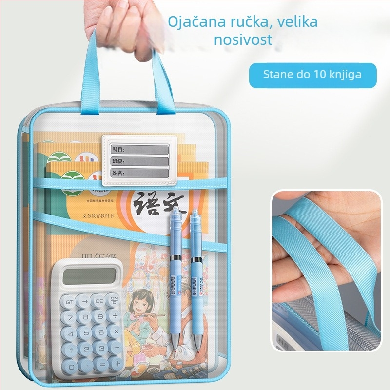 A4 studentska torba za predmete – mrežasta torba u obliku L, velika kapaciteta za udžbenike i radne listove