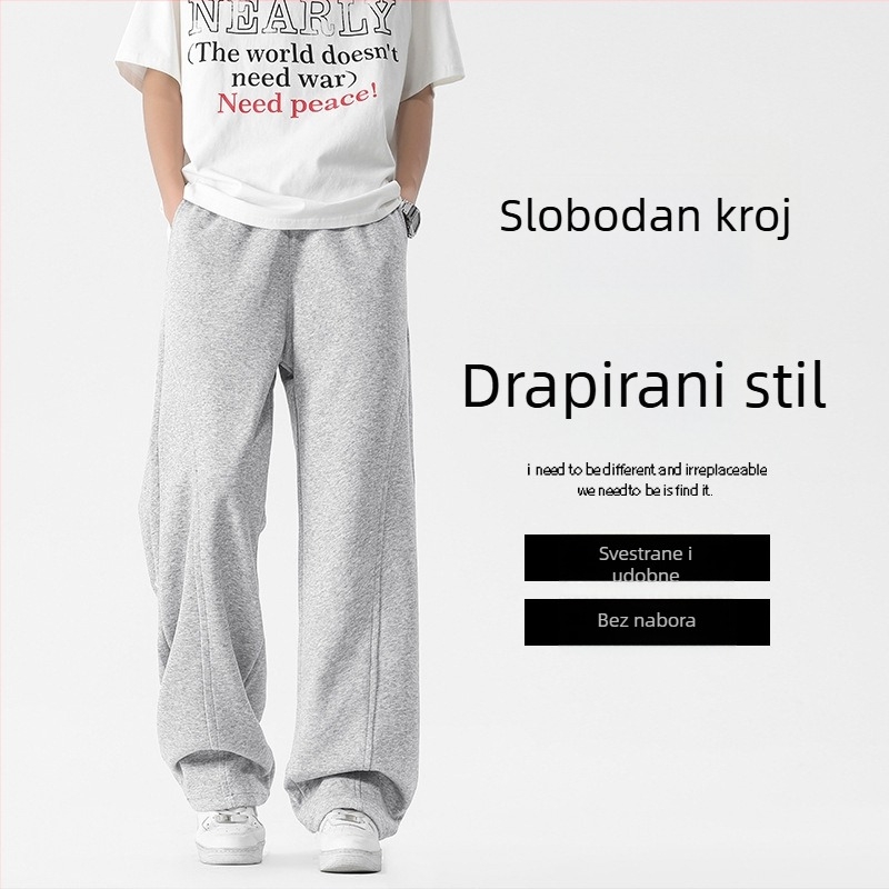 Muške zimske sportske hlače, opuštenog kroja, s zakrivljenim rubom