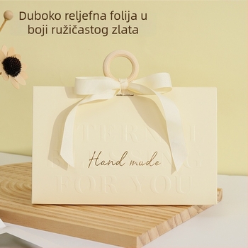 Premium drvena kutija za darove s ručkom u obliku prstena za svadbene favore, prilagodljiva, prijenosna kutija za nakit