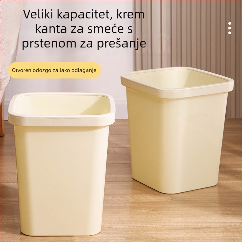 Kvadratni plastični koš za smeće bez poklopca, kućna upotreba, kapacitet 12 L