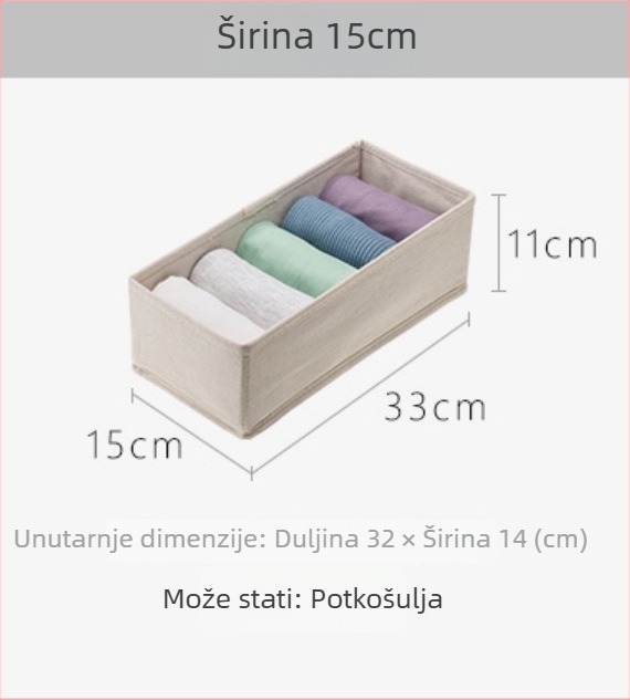 Tkan kutija za pohranu donjeg rublja s dijelovima u ladici, organizator za čarape i donje rublje, japanski stil, jednobojna