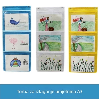 A3 torba za izlaganje dječjih umjetničkih djela – prozirna torba za crtanje i knjige, za postavljanje na zid