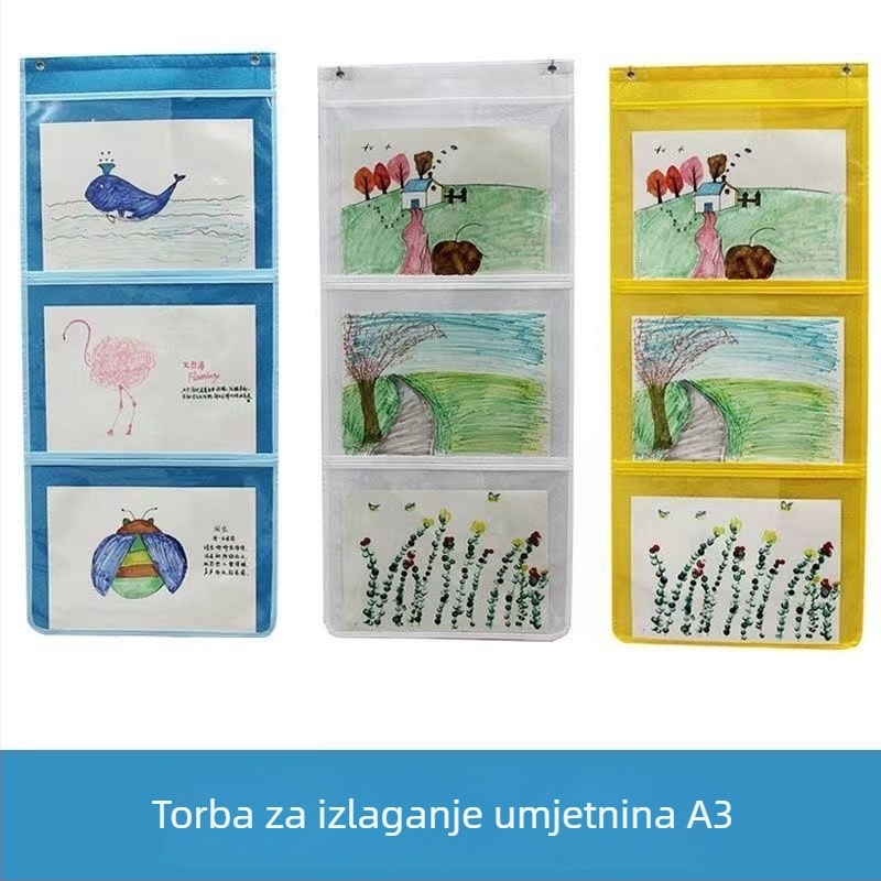 A3 torba za izlaganje dječjih umjetničkih djela – prozirna torba za crtanje i knjige, za postavljanje na zid