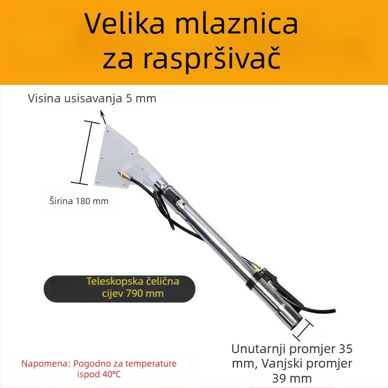 All-in-One uređaj za čišćenje za pranje automobila, tepiha, sofe i zavjesa — raspršivanje i usisavanje, prozirna glava za upijanje vode, prekidači i dodaci, univerzalno