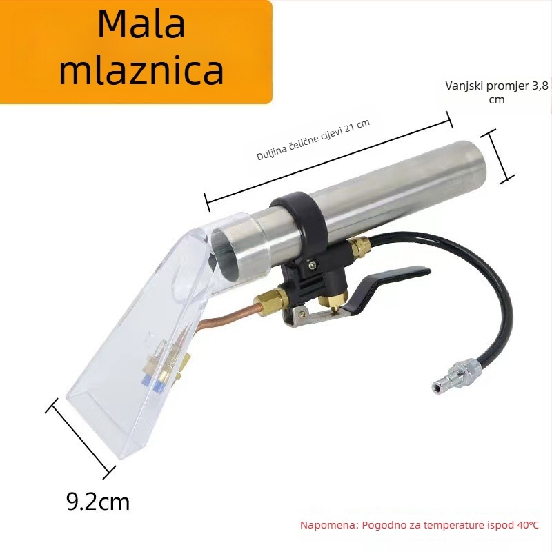 All-in-One uređaj za čišćenje za pranje automobila, tepiha, sofe i zavjesa — raspršivanje i usisavanje, prozirna glava za upijanje vode, prekidači i dodaci, univerzalno