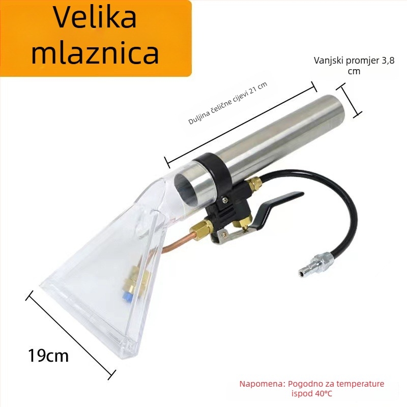 All-in-One uređaj za čišćenje za pranje automobila, tepiha, sofe i zavjesa — raspršivanje i usisavanje, prozirna glava za upijanje vode, prekidači i dodaci, univerzalno
