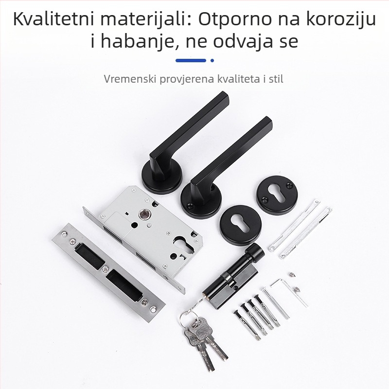 Unutarnja brava za drvena vrata s podijeljenom ručkom, cinkova legura