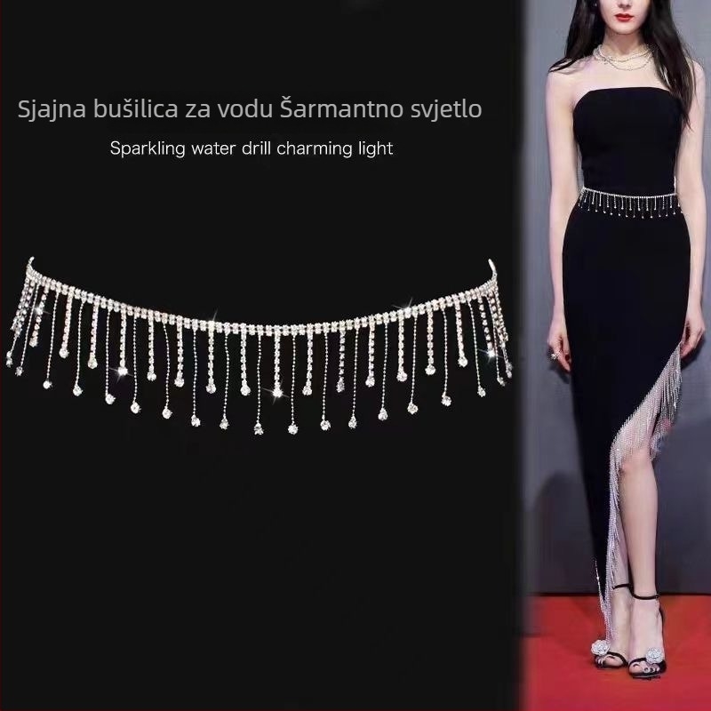 90 cm lanac za struk s kristalima i resicama - DIY modni dodatak