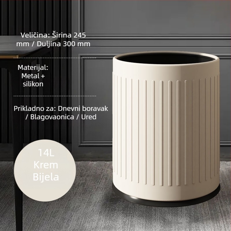 Kantu za smeće od nehrđajućeg čelika, 12 L, okrugli, moderan dizajn, za dom, kuhinju, kupaonicu, ured, hotel