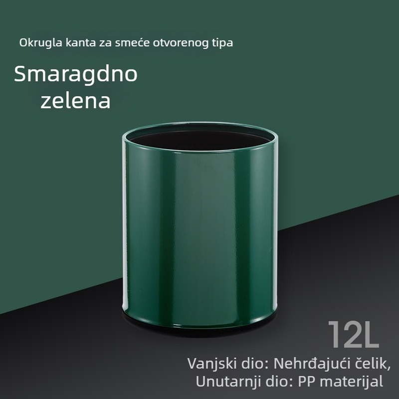 Kantu za smeće od nehrđajućeg čelika, 12 L, okrugli, moderan dizajn, za dom, kuhinju, kupaonicu, ured, hotel