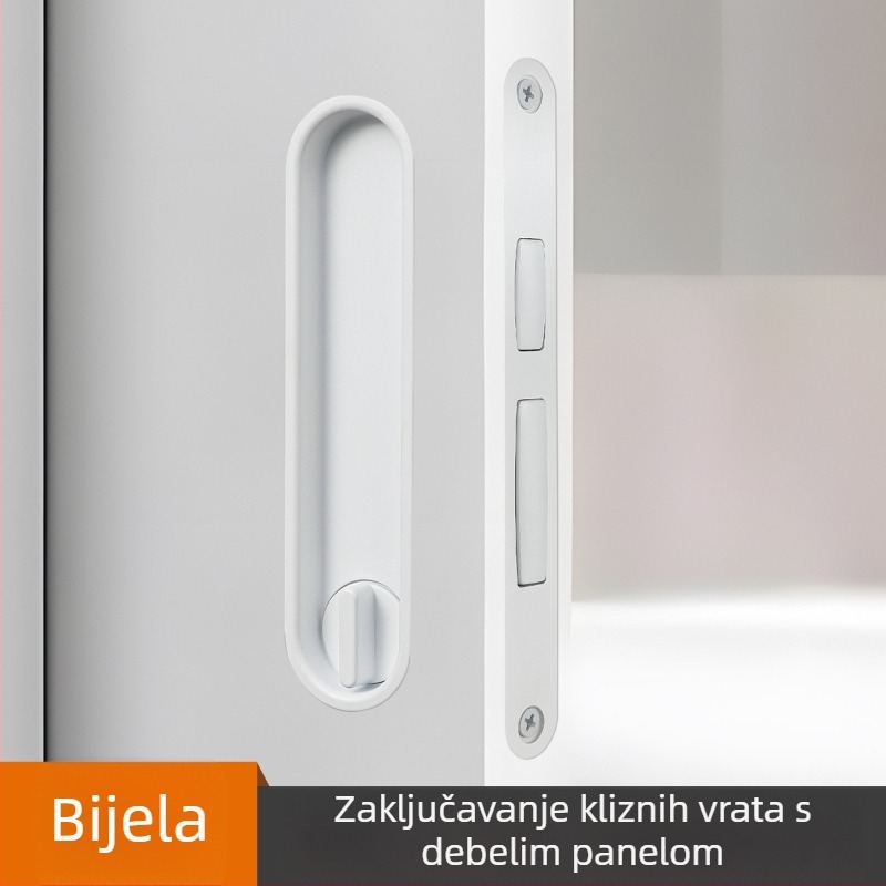 Minimalistička skrivena ručka za klizna vrata s zaključavanjem – pogodna za kupaonicu, spavaću sobu, kuhinju i balkon, drvena vrata