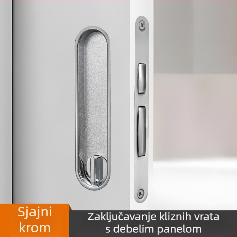 Minimalistička skrivena ručka za klizna vrata s zaključavanjem – pogodna za kupaonicu, spavaću sobu, kuhinju i balkon, drvena vrata