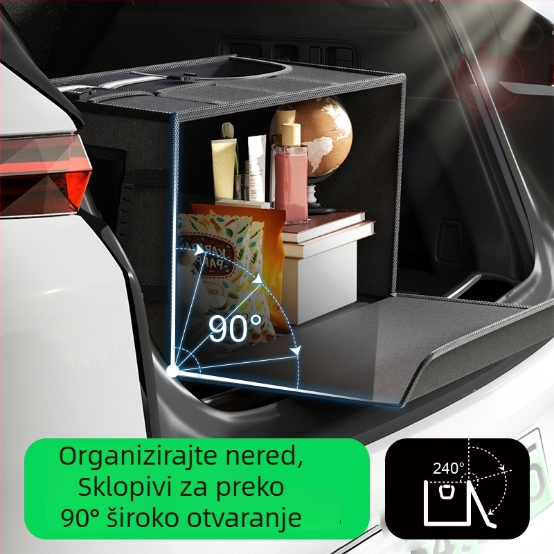 Sklopiva kutija za prtljažnik automobila 72L – vodootporan tekstilni organizator s ručkom