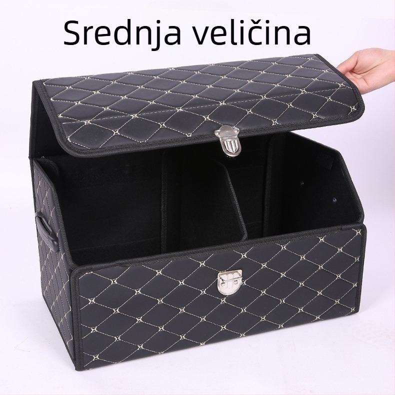 Kožna kutija za prtljažni prostor automobila, sklopivi organizator s drškom, vodootporna i izolirana