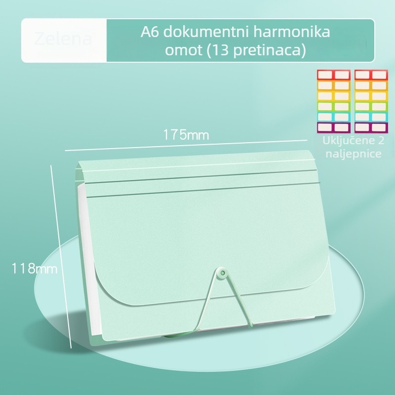A6 višeslojni akordeonski folder za dokumente — mini skladište za dokumente i studentski planer