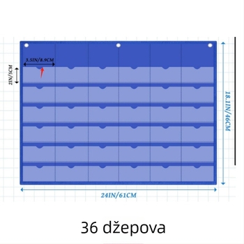 Zidni prozirni organizator kartica s 16 ili 36 odjeljaka, za učionicu i ured.