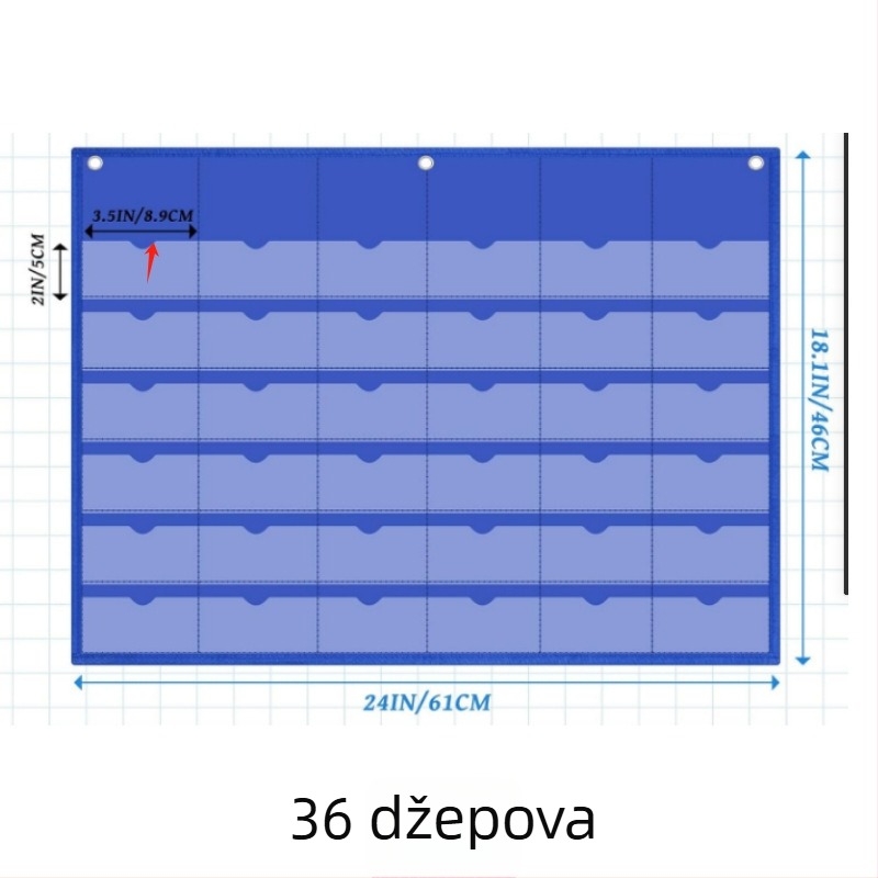 Zidni prozirni organizator kartica s 16 ili 36 odjeljaka, za učionicu i ured.