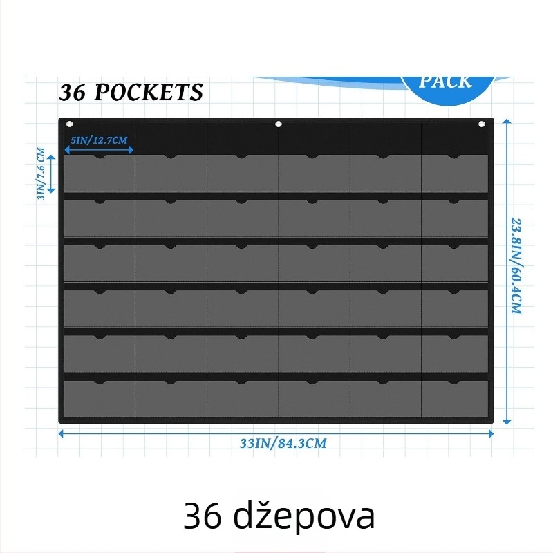 Zidni prozirni organizator kartica s 16 ili 36 odjeljaka, za učionicu i ured.